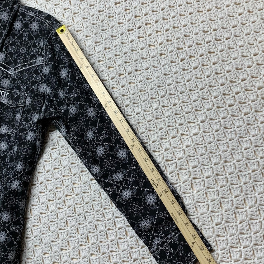 Women's Black Patterned Button Down Shirt - image 7